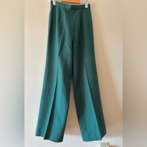 Emerald Green Wide Leg Wool Pants